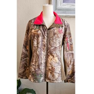 Realtree Women's Camo Gorpcore Soft‎ Shell  Full Zip Hunting Jacket Size L Multi
